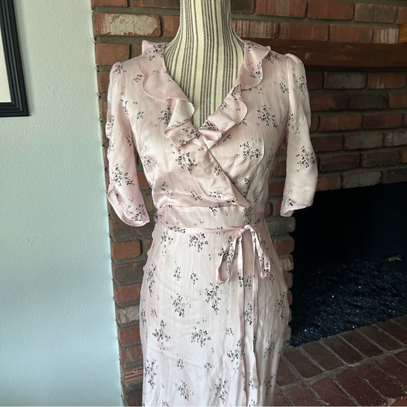 Lily Ashewell Gemma Mini Floral Silk Dress in Pink Lila Silk Sz S - Picture 3 of 9
